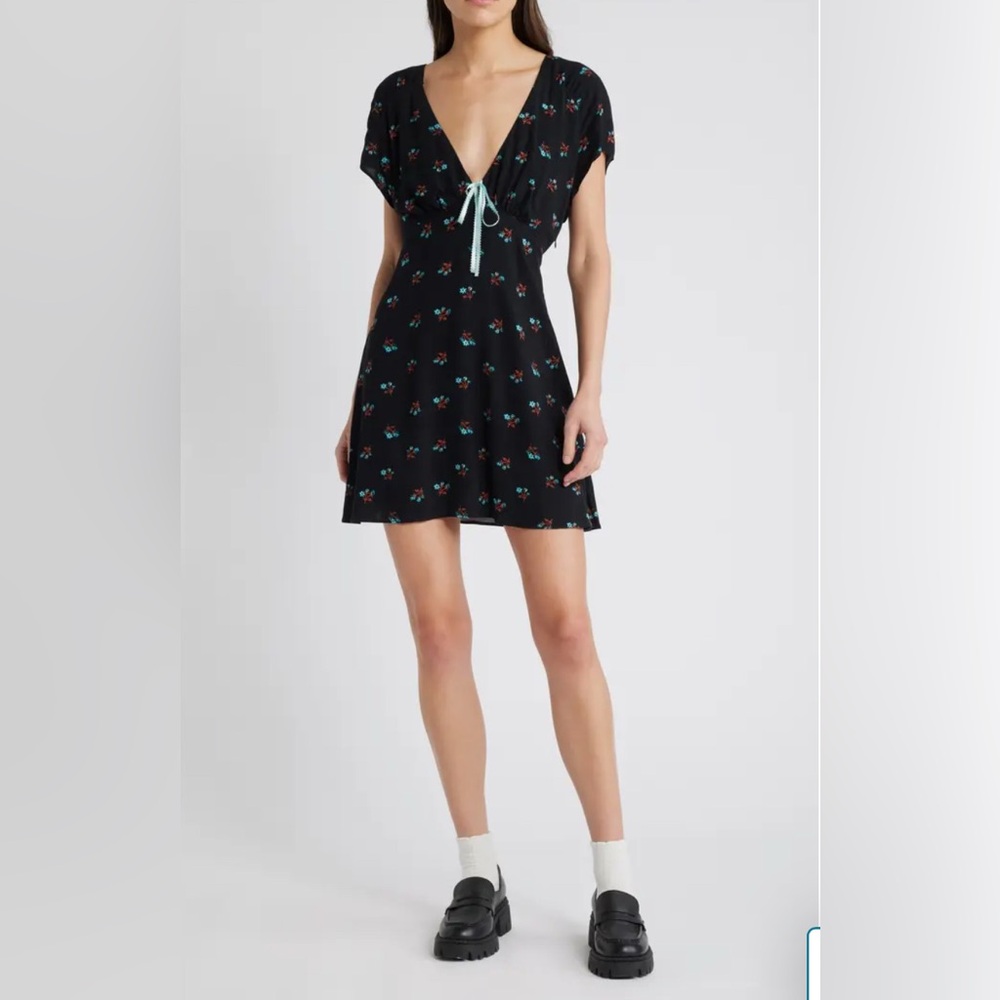 🆕 FREE PEOPLE Everyone’s Favorite Mini Dress In Black Combo - Picture 6 of 11